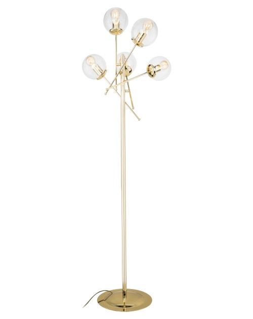 Lampada da terra con 5 paralumi in vetro e struttura in metallo oro Gondia ASZ1390 170h