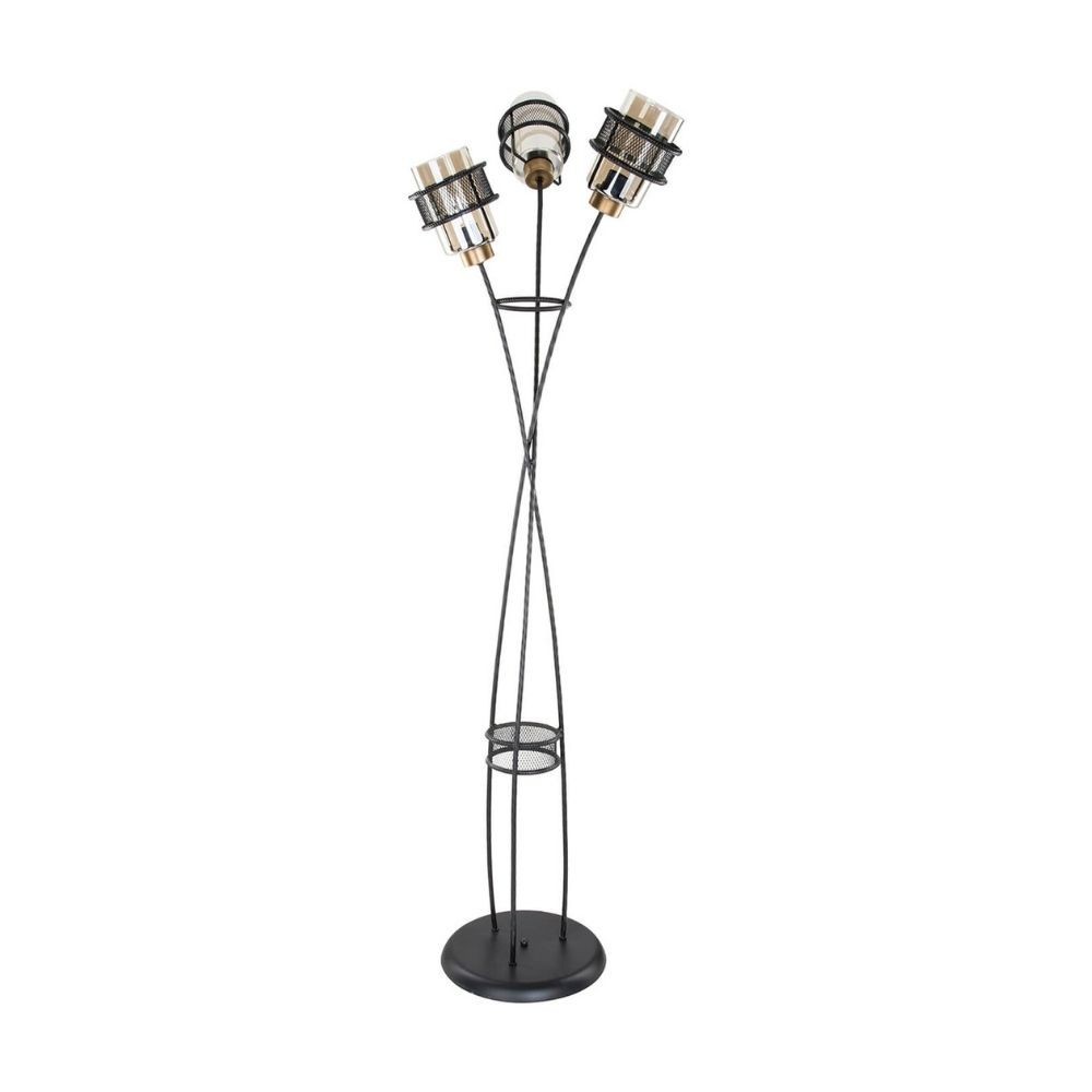Lampada da terra in ferro intrecciato 3 luci in vetro Grande MDL3812