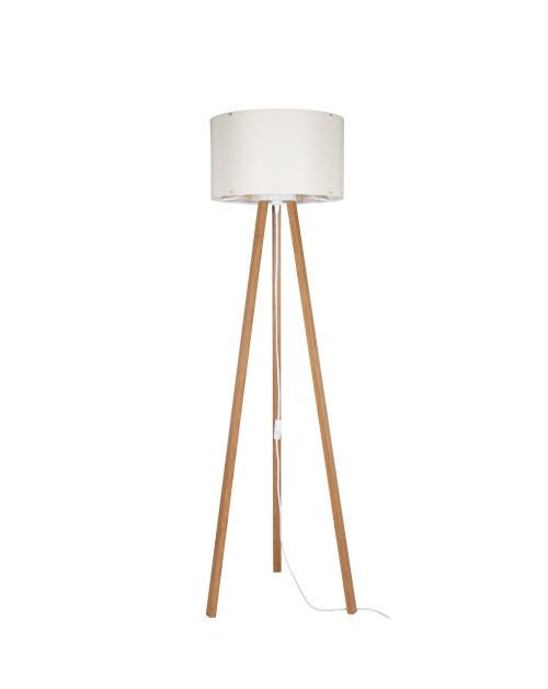 Lampada da terra treppiede rovere con paralume crema Piko ASZ1664