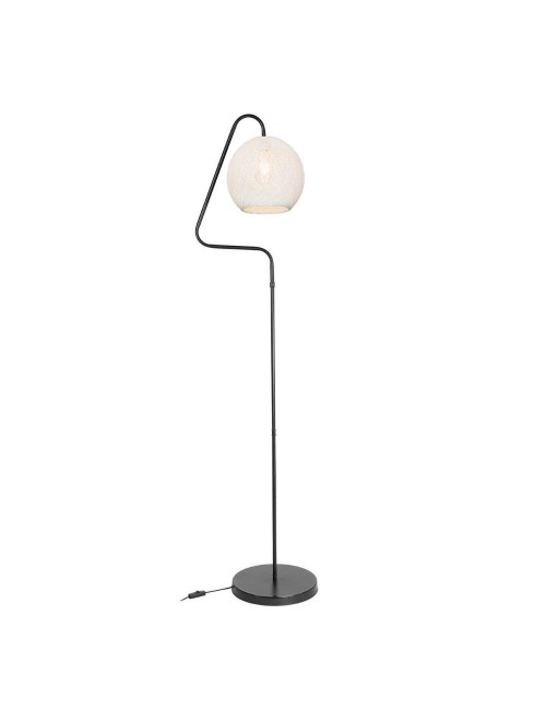 Lampada da Terra a Stelo Grigio e Paralume Tessuto Bianco Yumak Prezzo