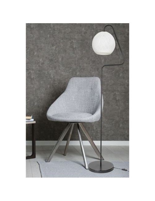 Lampada da Terra a Stelo Grigio e Paralume Tessuto Bianco Yumak Prezzo