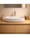 Lavabo da appoggio 1 vasca in ceramica per bagno 60x38 bianco lucido – Modello LAV43560