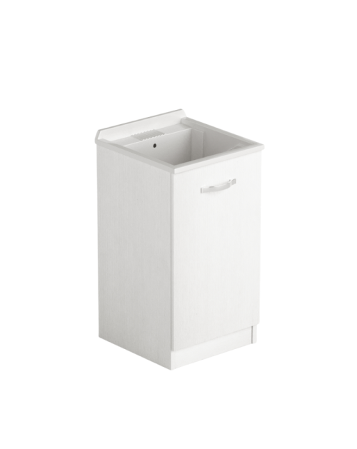 Lavatoio in legno 47x50 con anta colore bianco frassinato