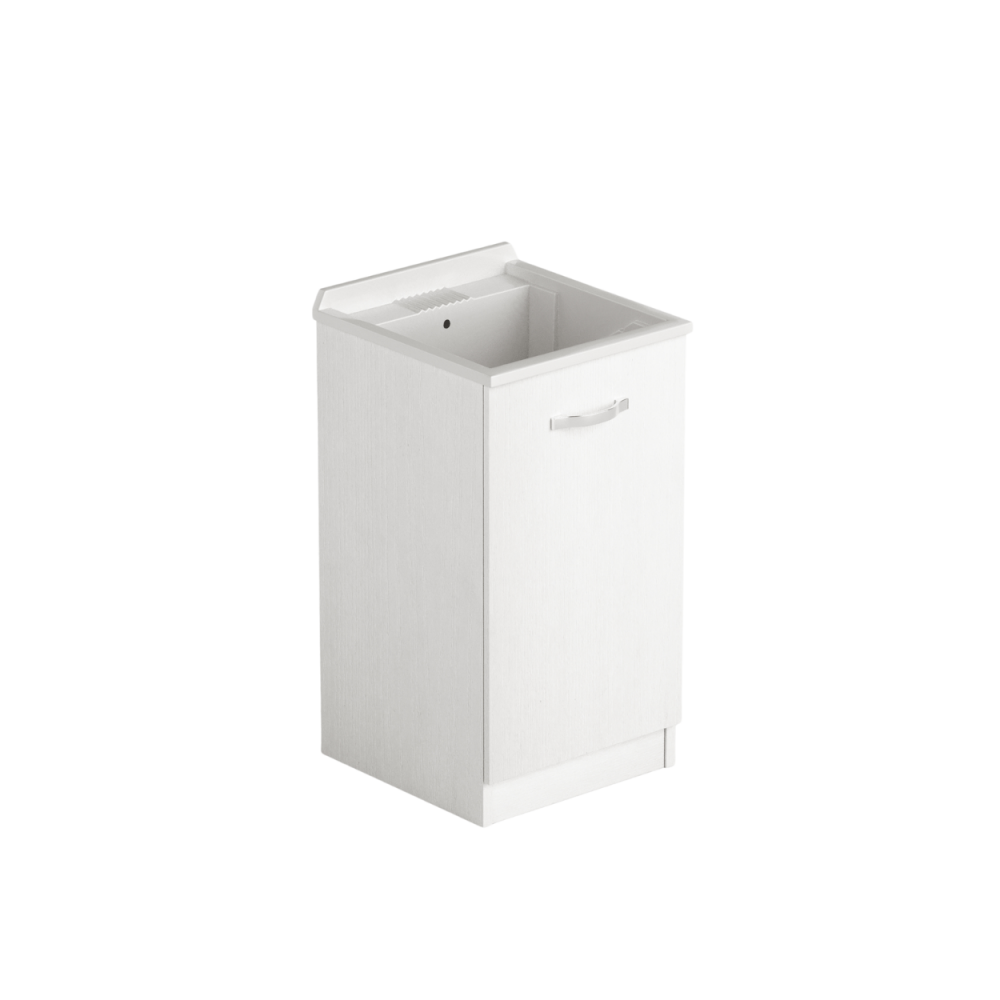 Lavatoio in legno 47x50 con anta colore bianco frassinato