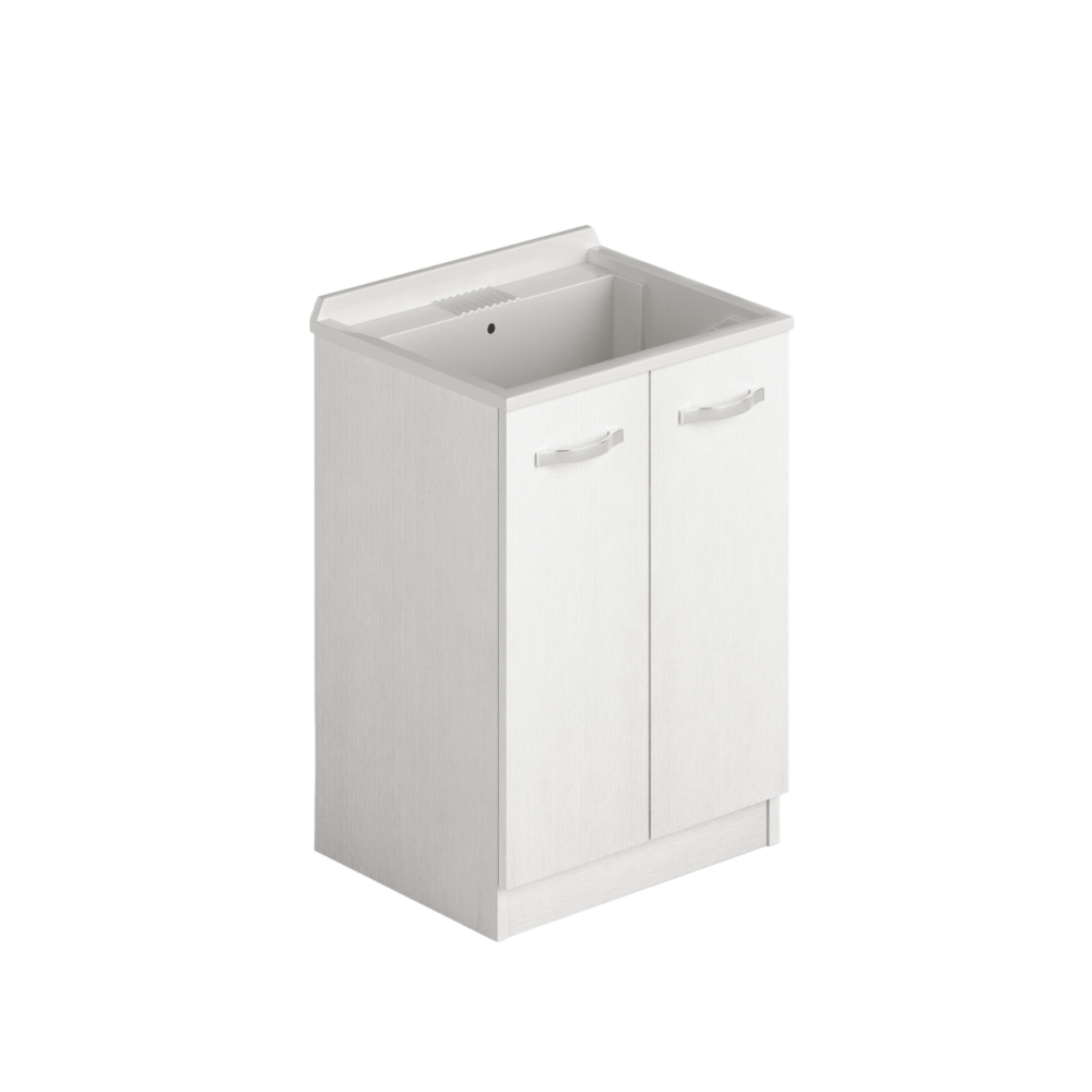 Lavatoio in legno 61x50 due ante colore bianco frassinato