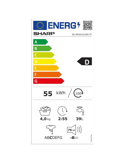 Lavatrice slim Sharp ESNFA4101WD 4kg centrifuga 1000 giri bianca classe D