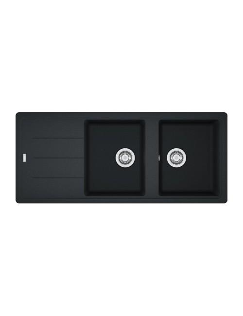 Lavello incasso 2 vasche con gocciolatoio reversibile fragranite nero Franke 116x50 BFG621