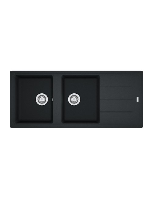 Lavello incasso 2 vasche con gocciolatoio reversibile fragranite nero Franke 116x50 BFG621