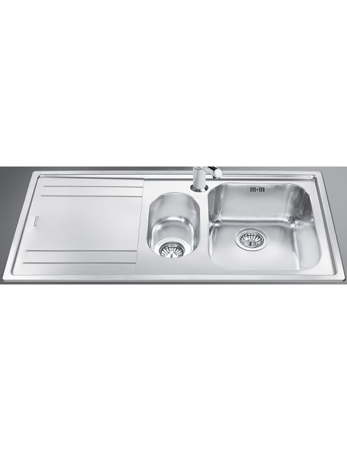 Lavello Incasso Semifilo 2 Vasche e Gocciolatoio SX 100x50 Smeg