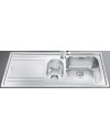 Lavello incasso semifilo 2 vasche e gocciolatoio sinistro 100x50 Smeg LE102S2 inox spazzolato