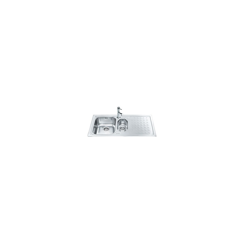 Lavello incasso 2 vasche gocciolatoio destro 100x50 Smeg LV100D3 inox