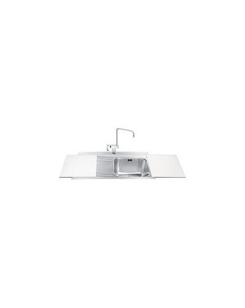 Lavello incasso 1 vasca e gocciolatoio sinistro con taglieri in vetro bianco Smeg LI91BS inox