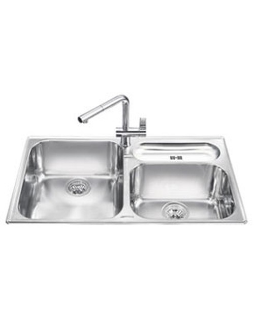 Lavello incasso 2 vasche 90x50.5 Smeg LTS9032 inox spazzolato