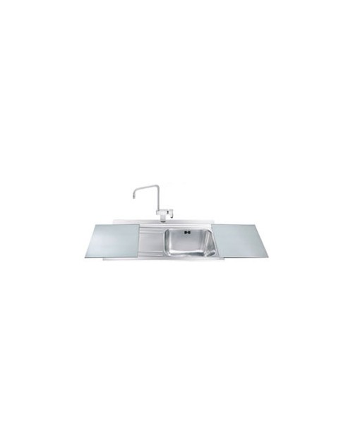 Lavello incasso 1 vasca e gocciolatoio destro con taglieri in vetro nero Smeg LI91ND inox