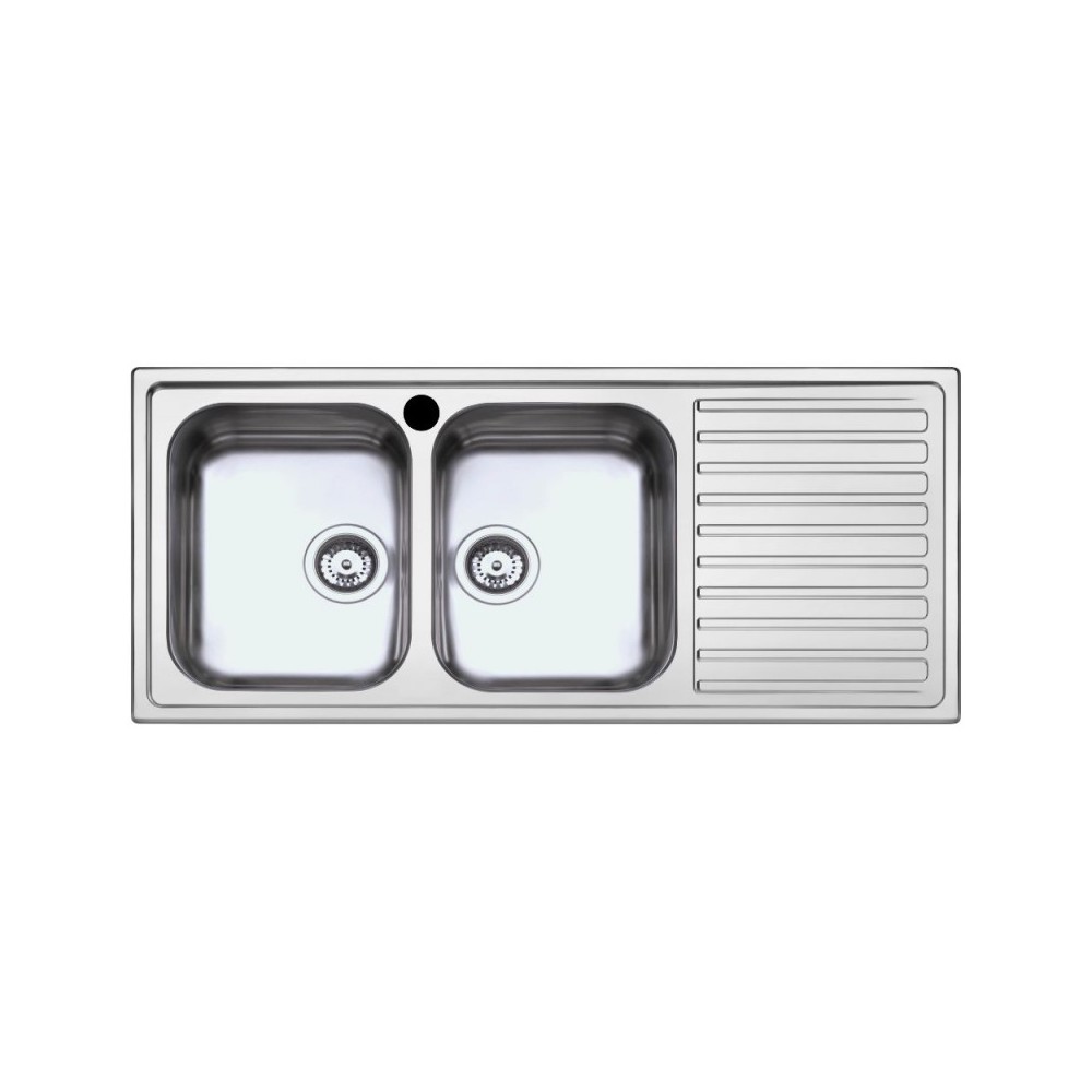 Lavello cucina acciaio 116x50 cm doppia vasca e gocciolatoio sinistro SAXT333A