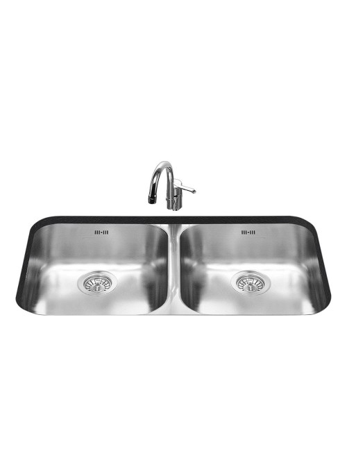 Lavello sottotop 2 vasche 76x45 Smeg UM3434 inox