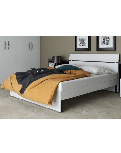 Letto una piazza e mezza in legno colore bianco frassinato