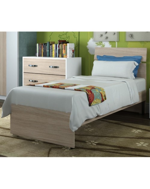Letto singolo in legno colore olmo