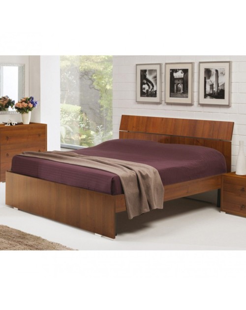 Letto matrimoniale in legno colore noce antico