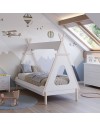 Letto a tenda singolo Nora bianco e pino 205,6x104,1x162,4 – Un rifugio da sogno per grandi avventure