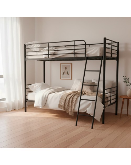Letto a castello in metallo Monza colore nero 199x86.5x159.5