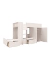 Letto a castello bianco con armadio e cassetti 1277 295x110x150H