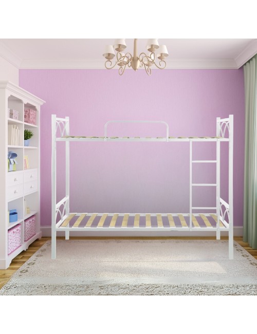 Letto a castello in metallo bianco con reti incluse Wind 80x198x161H