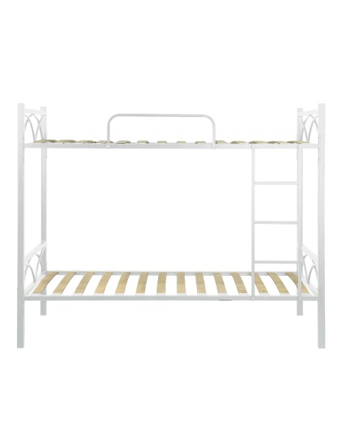 Letto a castello in metallo bianco con reti incluse Wind 80x198x161H