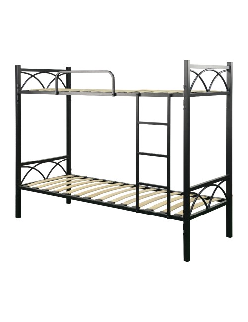 Letto a castello in metallo nero con reti incluse Wind 80x198x161H