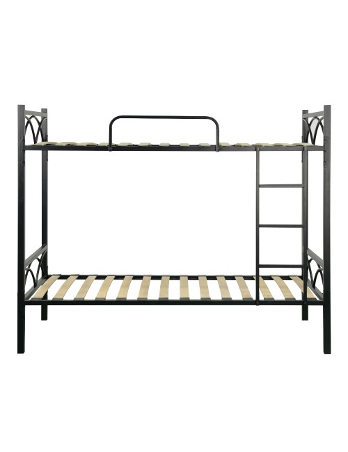 Letto a castello in metallo nero con reti incluse Wind 80x198x161H