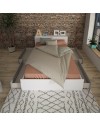 Letto francese 1566 bianco e cemento con 4 cassettoni e comodini estraibili