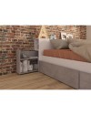 Letto francese 1566 bianco e cemento con 4 cassettoni e comodini estraibili