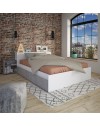 Letto francese 1566 bianco e cemento con 4 cassettoni e comodini estraibili