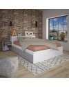 Letto francese 1566 bianco e cemento con 4 cassettoni e comodini estraibili