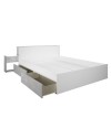 Letto francese 1566 bianco e cemento con 4 cassettoni e comodini estraibili