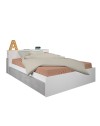 Letto francese 1566 bianco e cemento con 4 cassettoni e comodini estraibili
