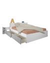 Letto francese 1566 bianco e cemento con 4 cassettoni e comodini estraibili