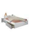 Letto francese 1566 bianco e cemento con 4 cassettoni e comodini estraibili