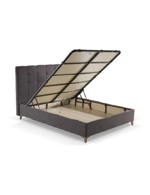 Letto matrimoniale contenitore tessuto grigio scuro Clup Monaco