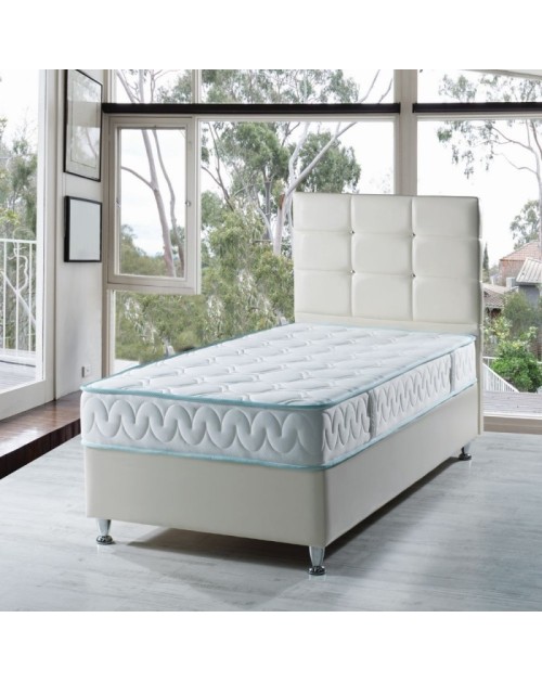Letto singolo contenitore ecopelle bianco Nova 92x206x120H