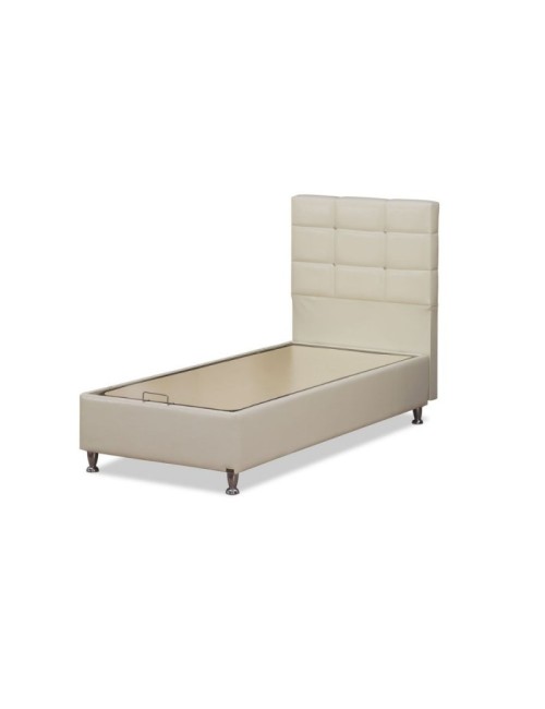 Letto singolo contenitore ecopelle bianco Nova 92x206x120H