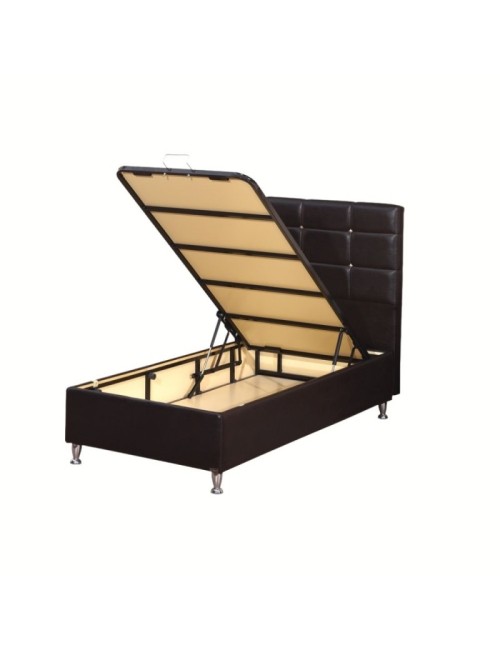 Letto singolo contenitore ecopelle bianco Nova 92x206x120H