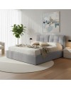 Letto matrimoniale con contenitore Melia tessuto grigio