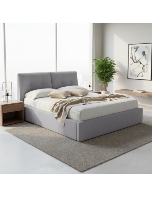 Letto Matrimoniale con Contenitore Melia tessuto grigio Prezzo