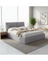 Letto matrimoniale con contenitore Melia tessuto grigio