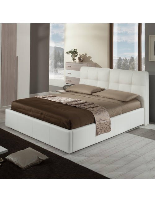Letto Matrimoniale con Contenitore Melia Ecopelle Colore Bianco Prezzo