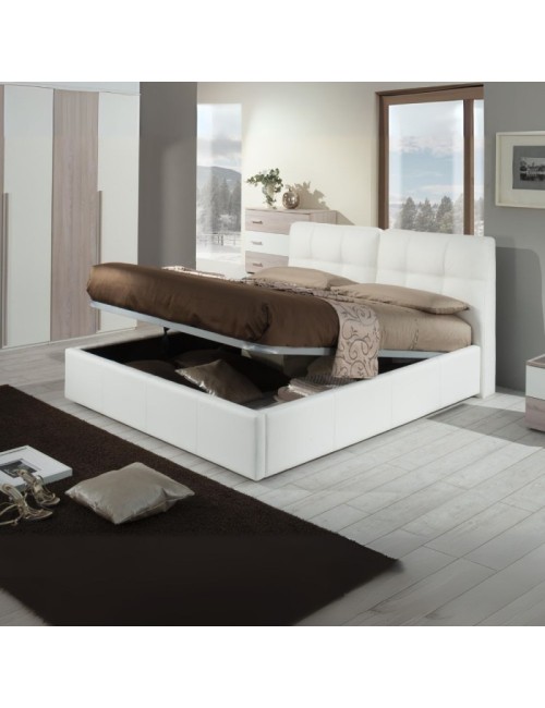 Letto Matrimoniale con Contenitore Melia Ecopelle Colore Bianco Prezzo
