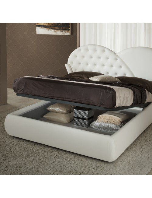Letto con Contenitore Marubi Bianco Bottoni Effetto Cristallo Prezzo