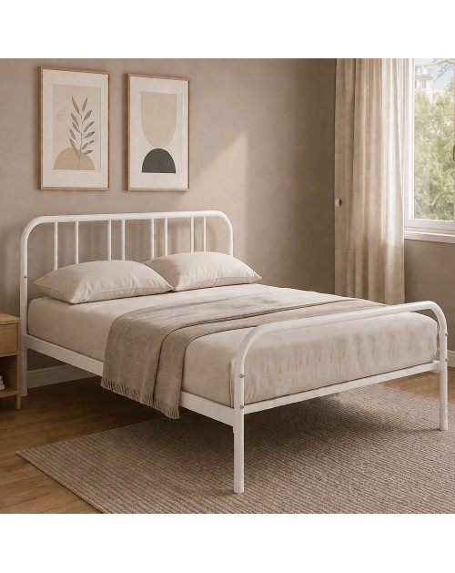 Letto matrimoniale in metallo Genoa colore bianco