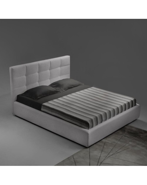 Letto matrimoniale con contenitore Napoli tessuto colore grigio